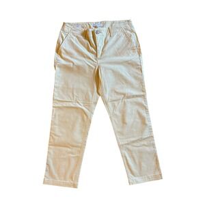 LOFT The Slim Chinos Pants Women Light Yellow Cropped Ankle Size 8 Career Spring